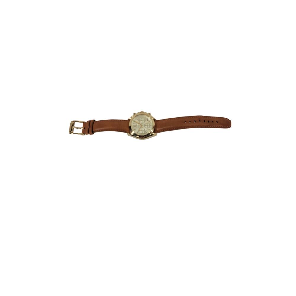 Michael Kors mk-5702 unisex Golden Tone and Brown leather strap Chronograph NWOB